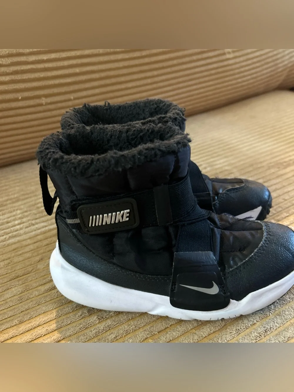 Kids Nike Flex Advance Black Winter Boot with Faux Fur Lining